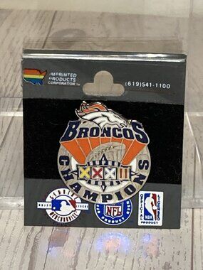 Denver Broncos Super Bowl XXXII 32 Champions silver-Tone NFL football lapel pin